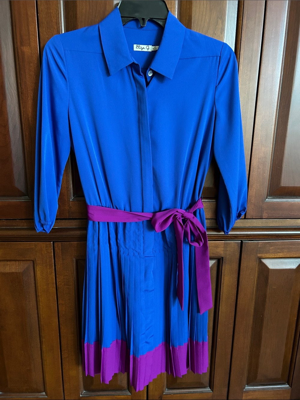 Eliza J Royal Blue Dress with Magenta Sash